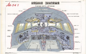 1198. Военный ретро плакат: Кабина экипажа (АН-24 т)