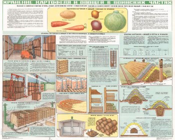 1282. Военный ретро плакат: Хранение картофеля и овощей в воинских частях