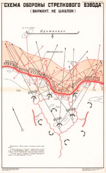 1320. Военный ретро плакат: Схема обороны стрелкового взвода (вариант)