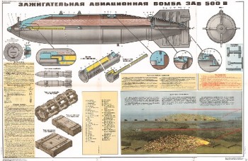 1336. Военный ретро плакат: Зажигательная авиационная бомба ЗАБ-500 В