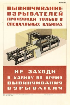 1399. Военный ретро плакат: Вывинчивание взрывателей производи только в специальных кабинах