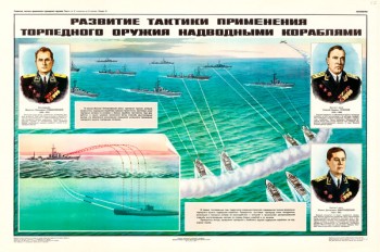 1621. Советский плакат: Развитие тактики применения торпедного оружия надводными кораблями