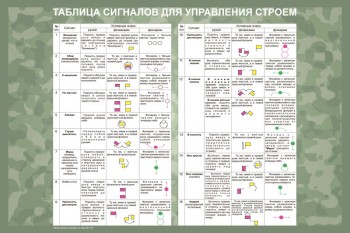 15. Таблица сигналов для управления строем