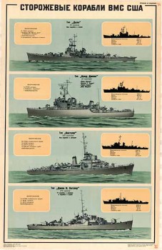 0114. Военный ретро плакат: Сторожевые корабли ВМФ США