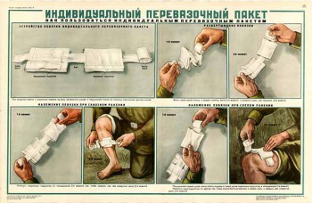 0163. Военный ретро плакат: Индивидуальный перевязочный пакет