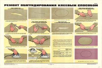 0195. Военный ретро плакат: Ремонт обмундирования клеевым способом