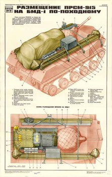 0221. Военный ретро плакат: Размещение ПРСМ-915 на БДМ-1 по походному