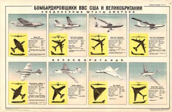 0377. Военный ретро плакат: Бомбардировщики ВВС США и Великобритании. (Соединенные Штаты Америки)