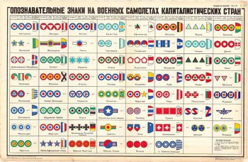 0379. Военный ретро плакат: Опознавательные знаки на военных самолетах капиталистических стран