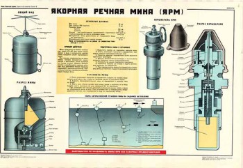 0405. Военный ретро плакат: Якорная речная мина (ЯРМ)