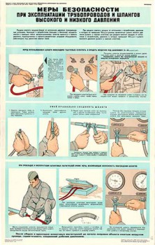 0455. Военный ретро плакат: Меры безопасности при эксплуатации трубопроводов и шлангов высокого и низкого давления