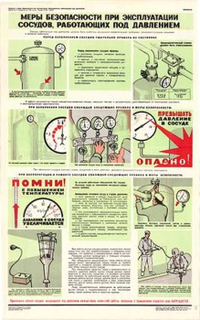 0457. Военный ретро плакат: Меры безопасности при эксплуатации сосудов, работающих под давлением