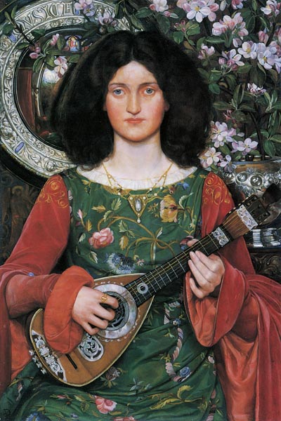 023. Живопись: Девушка с гитарой среди цветов